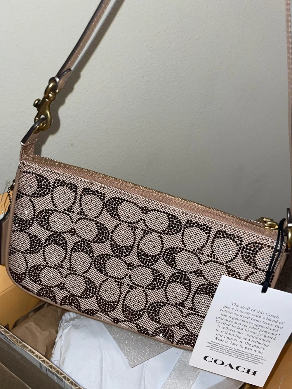 Crystal Signature Jacquard Plaza Shoulder Bag